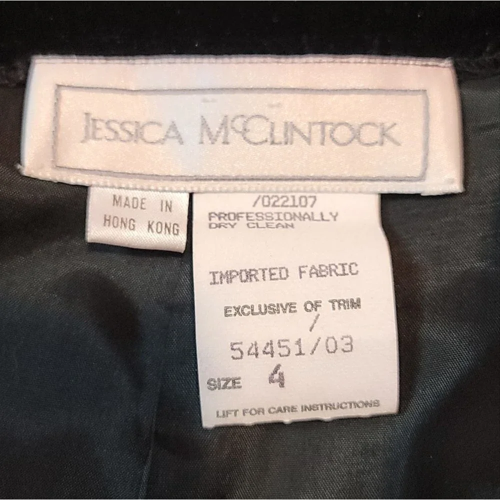 Jessica McClintock Black Velvet Skirt Size 4